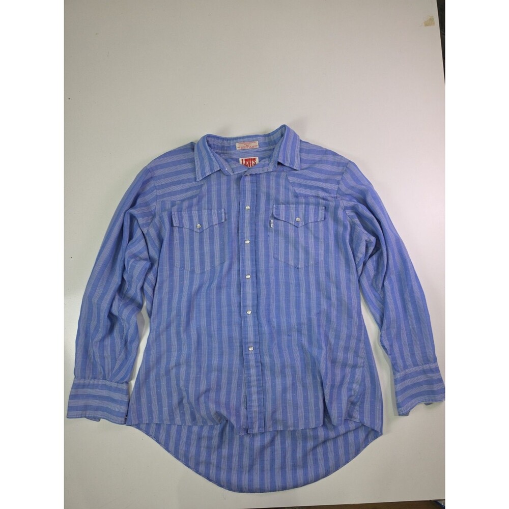Levi’s White Tab Pearl Snap Vintage 70s 80s Paper Thin Plaid Western Cowboy XL